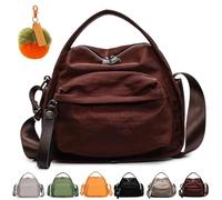 Veluna Shoulder Bag, Women Veluna Crossbody Shoulder Bag, Lightweight Large Capacity Solid Color Zipper Purse (Coffee)
