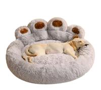 VELUNE Sommeil Profond, Chaud, Grand Tapis pour Animaux de Compagnie, en Forme de Patte d'ours, Coussin Super Doux, Longue Peluche,Lit Rond pour Chien et Chat, Lits calmes