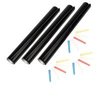 Veluxis® Film ardoise autocollant 200 x 45 cm - Lot de 3 - noir mat - effaçable - inclus 5 craies - découpable, lavable, amovible sans résidus, film ardoise DIY