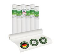 Veluxis® Vlies mural Premium - toile lisse recouvrable, anti-fissures et stable, idéale comme sous-couche avant peinture (lot de 6 rouleaux blancs, 25,00 m x 1,00 m - 130 g/m²)