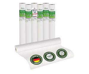 Veluxis® Vlies mural Premium - toile lisse recouvrable, anti-fissures et stable, idéale comme sous-couche avant peinture (lot de 6 rouleaux blancs, 25,00 m x 1,00 m - 150 g/m²)
