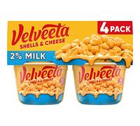 Velveeta Shells & Cheese Lot de 4 tasses à macaronis et fromage au micro-ondes avec 2 % de fromage au lait 62 ml