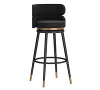 Velvet Barstool Counter High Hiight Bar Tabourets, chaises de Bar rembourrées pour Kitchen Bistro Pub for Dining Room Kitchen Island (Noir, 75 cm / 29,6 Pouces)
