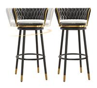 Velvet Barstools avec Dessus de siè pivotant à 360 degrés Jambes en métal, tabourets de comptoir en Fer pour comptoir de Cuisine, Bar à Domicile, Salle à Manger, 300 LB (gris-2ps, 75 cm)