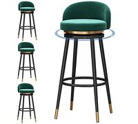 Velvet Barstools avec Dos, Hauteur comptoir pivotant Ensemble 4 tabourets Chaise de Bar rembourrés pour Cuisine, île, Salle à Manger (Green-2,75 cm)