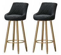 Velvet Barstools Kitchen Counter Counter Bar Tabouret 330 lbs Bar Tabourets Ensemble de 2, Hauts tabourets de Bar pour Le Salon Pub Island Pub (Noir, 25,6 Pouces / 65 cm)