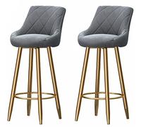 Velvet Barstools Kitchen Counter Counter Bar Tabouret 330 lbs Bar Tabourets Ensemble de 2, Hauts tabourets de Bar pour Le Salon Pub Island Pub (Gris, 25,6 Pouces / 65 cm)