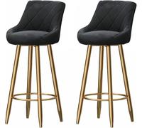 Velvet Barstools, Tabouret à comptoir LB Ensemble Hauts tabourets Bar pour Le Salon pub l'îlot de Cuisine (Noir, 65 cm)