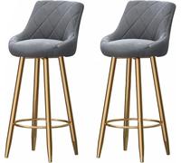 Velvet Barstools, Tabouret à comptoir LB Ensemble Hauts tabourets Bar pour Le Salon pub l'îlot de Cuisine (Gris 75 cm)