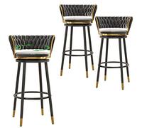 Velvet Barstools, tabourets de comptoir avec Dessus de siè pivotant de diplôme, chaises de Bar en Fer pour îlot de Cuisine, Bar, pub, 300 LB, 3 pcs (Jambe de Coussin Gris, 65 cm)
