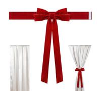 Velvet Bow Curtain Tiebacks, Decorative Reusable Twist Tie Bows, Red Tiebacks Add Touch of Elegance for Window Drapery, Making Them Ideal Christmas, Red