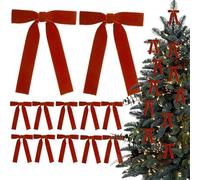 Velvet Bows for Christmas Tree,12 Pieces Christmas Tree Red Ribbon Bows - Stationery & Party Supplies for Garland Front Door Wrapping Holiday Indoor Outdoor Porch Wreath Mantelpiece