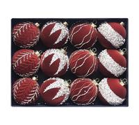 Velvet Christmas Balls - Christmas Velvet Balls | Flocked Ornament Ball Set of 12 for Holiday | 3.14 inch Ball Ornament for Chriistmas Tree Winter Decorations fôr Indoor Outdoor Party Home