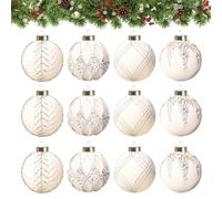 Velvet Christmas Balls - Christmas Velvet Balls | Flocked Ornament Ball Set of 12 for Holiday | 3.14 inch Ball Ornament for Chriistmas Tree Winter Decorations fôr Indoor Outdoor Party Home