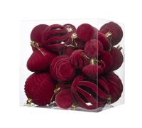 Velvet Christmas Baubles - Velvet Ball Ornaments, Vintage 36-Piece Decor, Burgundy Christmas Ball Decorations, Shatterproof Velvets Christmass Ornaments for Indoor Mantle Fireplace Holiday
