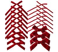 Velvet Christmas Tree Bows, 18-Piece Festive Rustic Holiday Ribbon Ornaments Long Tail, Soft Decorative Main Feature, Christmas Home Supplies Category with usage for Staircase Mantle Fireplace