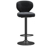 Velvet Counter Hauteur 25.6-31.5 Bar tabourets, tabourets de comptoir de Cuisine Modernes avec Dos Repose-Pieds, chaises de Bar pivotantes en Velours pour Kitchen Bistro (Black-1PS)