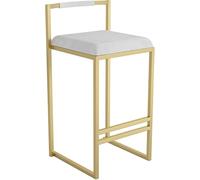 Velvet Counter Hauteur 26/30 Bar tabourets, tabourets de comptoir de Cuisine avec Repose-Pieds Jambes en métal doré, chaises de Bar rembourrées pour Le café de pub de Cuisine (White-1PS, 65 cm)