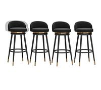Velvet Coussin Doux tabourets chaises Bar pivotantes avec des Jambes en métal Repose-Pieds, Tabouret comptoir pour Le café pub Island de Cuisine (C-Black-4ps, 65 cm)