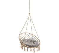 Velvet Coussin pour Fauteuil Suspendu, Coussin d'Assise pour Chaise, Fauteuil Panier Suspendu, Coussin Intérieur, Housse Lavable, Rond, Swing, Coussin à Bascule, Gris Cendré, 65 cm