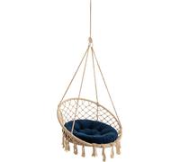Velvet Coussin pour Fauteuil Suspendu, Coussin d'Assise pour Chaise, Fauteuil Panier Suspendu, Coussin Intérieur, Housse Lavable, Rond, Swing, Coussin à Bascule, Bleu Marine, 65 cm