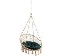 Velvet Coussin pour Fauteuil Suspendu, Coussin d'Assise pour Chaise, Fauteuil Panier Suspendu, Coussin Intérieur, Housse Lavable, Rond, Swing, Coussin à Bascule, Vert, 65 cm