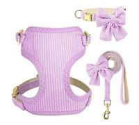 Velvet Doux Velvets Breathable Collar Collar Faire Un Ensemble avec Une Boucle en Métal À Bowknot pour Shiba Inu Pug Chihuahua Poodle Yorkshire,Violet,M