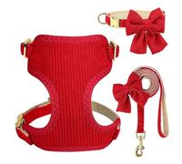 Velvet Doux Velvets Breathable Collar Collar Faire Un Ensemble avec Une Boucle en Métal À Bowknot pour Shiba Inu Pug Chihuahua Poodle Yorkshire,Rouge,S
