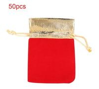 Velvet Jewelry Pouches for Storage, 50PCS Drawstring Bags Wedding Gift Bags Velvet Cloth Jewelry Pouches for Gifts Wrapping, Wedding Party Favor, Craft (Red)