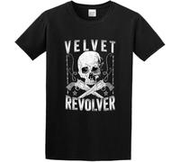 Velvet Revolver Skull & Revolvers Mens Concert Tour Merch T-Shirt Men's Black Unisex Tee Manches Courtes(Small)