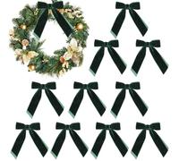 Velvet Ribbon Bows - Adjustable Festive Ornament 10 Pieces for Holiday Decoration | Bow Wreath Ornament for Indoor Outdoor Home Parties, Christmas Tree, Family Gatherings, Seasonal Decor Accents
