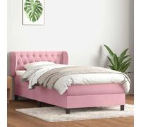 Velvet Rose Bed Frame with Mattress 80x220 cm - Adjustable Headboard, Pocket Spring Mattress, Topper Included for Ultimate Comfort and Support