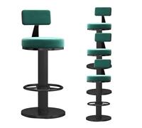 Velvet Swivel Barstols Ensemble de 4, Tabouret de Bar de comptoir de Cuisine, tabourets de Bar sans Bras avec Jambes en métal arrière/Noir, tabourets à Manger, Hauteur réglable 65 à 80 cm, Noir