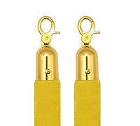 Velvet VIP Stanchion Rope Gold Plated Hooks,Barrier Rope Crowd Control, Queue Barrier Rope for Hotel Celebration, Bank, Court House(Yellow,270cm/8.9ft)