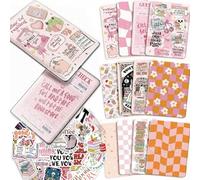 VelvetGlow 12 Pcs E-Reader Einlagen aus Kartonpapier & 50 Stück Scrapbook Aufkleber für durchsichtige Hüllen, 6,9“ x 4,8“ Einlagen für Die Rückseite Von E-Readern für Paper White 11th-12th