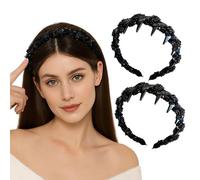 VelvetGlow 2 pièces bandeau antidérapant avec griffes, bandeau réversible pour femmes, filles, adolescentes, bandeau élégant avec perles, design antidérapant amélioré