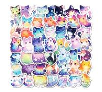 VelvetGlow 50 Pcs Paquet d'autocollants Animaux Galaxie Arc-en-Ciel pour Enfants Filles garçons, Kawaii Autocollants en Vinyle imperméables, Mignons Autocollants d'animaux pour Bouteille d'eau