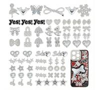 VelvetGlow 80 Pcs grande collection de charms pour chaussettes déco, Strass argentés pour chaussettes, cœurs, nœuds, étoiles, lapins et plus encore de jolies décorations DIY