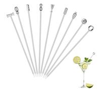 VelvetGlow Martini Cocktail Picks 9 Pcs, 4,1 Zoll OlivenspießE Aus Edelstahl, Wiederverwendbare GarniturstäBchen FüR GeträNke Und Vorspeisen, BarzubehöR, spieße fingerfood, Silber