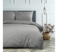 VelvetHome Deluxe Parure de lit 155x220cm 100% Coton Linge de lit 155x220 +1X taie d'oreiller 80x80cm Housse de Couette de Haute qualité avec Fermeture éclair Fabriqué en Europe Gris Clair