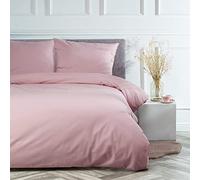VelvetHome Deluxe Parure de lit 155x220cm 100% coton Linge de lit 155x220 +1X taie d'oreiller 80x80cm Housse de couette de haute qualité avec fermeture éclair Fabriqué en Europe Rose Poudré