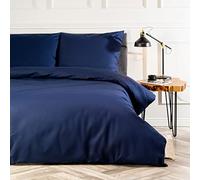 VelvetHome Deluxe Parure de lit 200x200cm 100% Coton Linge de lit 200x200 +2X taie d'oreiller 80x80cm Housse de Couette de Haute qualité avec Fermeture éclair Fabriqué en Europe Marine Foncé