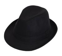 Velvoria Chapeau Fedora, Chapeau Feutre Style Gangster, Élégant Chapeau Classique, Chapeau Rétro Cylindrique Respirant pour Homme à Large Bord, Chapeau Gentleman, Noir