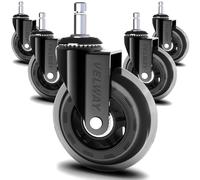 Velway 5Pcs Roulettes Chaises de Bureau Pivotantes 11x22mm, 3 Pouces de Diamètre, Roue de Remplacement en Caoutchouc Universelle Silencieux pour Sol Dur Tapis