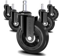 Velway 5Pcs Roulettes Chaises de Bureau Pivotantes 11x22mm, 3 Pouces de Diamètre, Roue de Remplacement en Caoutchouc Universelle Silencieux pour Sol Dur Tapis