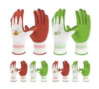 6 Paires de Gants de Jardinage pour Femmes - Gants de Travail de Jardin en Caoutchouc Respirant - Gants de Protection pour l'Extérieur avec Grip Cadeaux de Jardinage - Rouge et Vert Grand