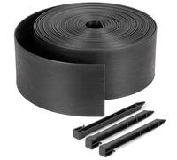 Velway Bordure de Jardin en Plastique Flexible 20 mètres, Hauteur 13cm - avec 40 Piquets d'ancrage - Délimitation Pelouse, Allée, Parterre - Bordurette Extérieure Facile à Installer