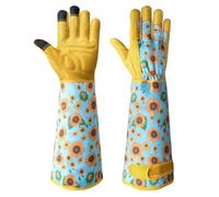 Velway Gants de jardinage longs pour femmes - Résistants aux épines et à la taille des roses - Cuir respirant - Idéaux pour travaux de jardinage - Très Grand