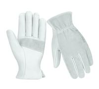 Velway Gants de Travail en Cuir pour Jardinage - Résistant aux Épines Gants de Construction avec Doux Respirante Doublée de Coton pour Homme et Femme Polyvalents Gants de Mécanicien - Gris 10/XL