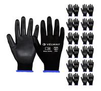 Velway Gants de Travail Enduits PU 12 Paires Noir Taille 10 | Légers et Respirants, Résistance à l'Abrasion, EN388, Idéals pour Jardinage, Logistique, Manutention, Mécanique et Atelier